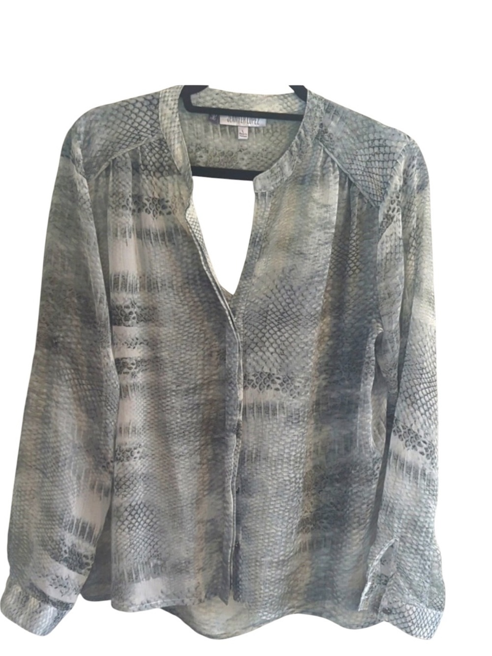 Jennifer Lopez size large gray semi sheer snake print shirt